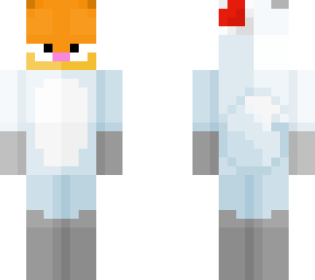 garfield in an atrtic fox costume (with chrismas hat)
