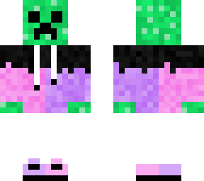 creeper wearing pink and purple hoodie