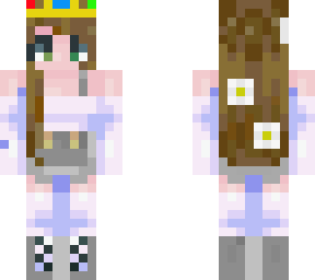 blonde overall girl with crown (in white)