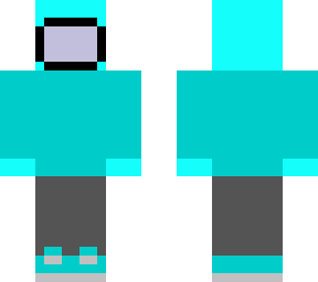 cyan crewmate with a sweater