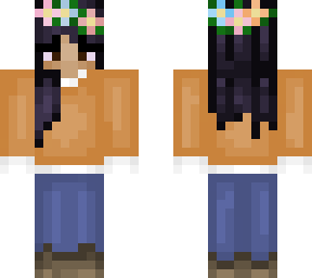 orange sweater with white collar black hair girl skin rendez