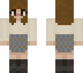 blue plaid skirt - short hair girl