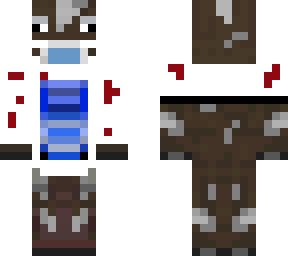 cow in a lab coat/mask with blood