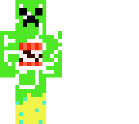 creeper dipped in mustard sauce with tnt heart