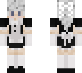 Femboy Maid White Hair Minecraft Skin