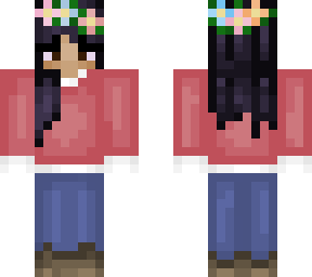 red sweater with white collar black hair girl skin rendez
