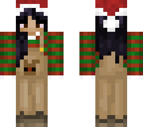 xmas girl, black hair, santa hat, brown skin, rendez