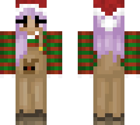 xmas girl with light purple hair light brown skin with santa hat