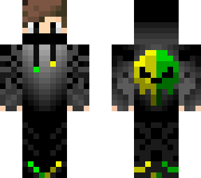 black hoodie, yellow and green gamer