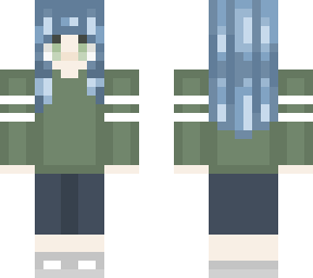 girl with blue hair and green eyes
