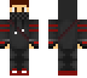red and gray  hoodie boy with mask