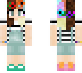 split haired haired girl in dungarees