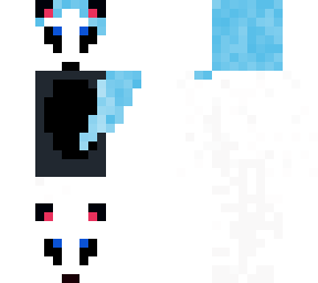 panda bear with blue hair, and a bear head near the lower half