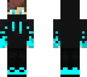 cool boy wearing a black hoodie with blue flames