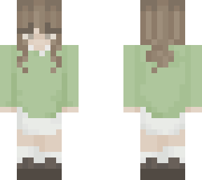 green crewneck and skirt