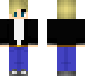black leather jacket with blue jeans and white shirt.