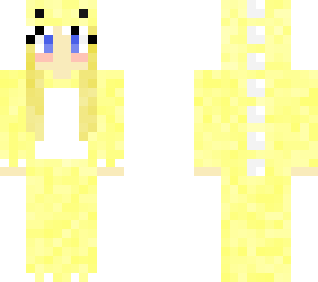 blonde in yellow dinosaur costume