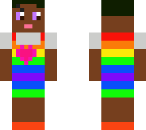 boy in rainbow overalls