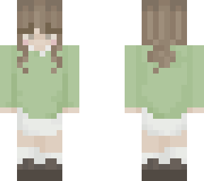 green crewneck and skirt (not mine)