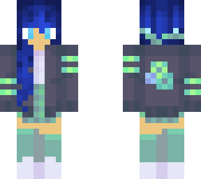 blue hair girl skin