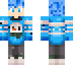 blue haired snowman sweater