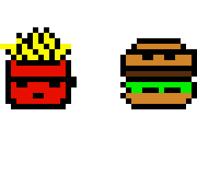 pixel art (cool-burger, french fries) black gimmon cosstume