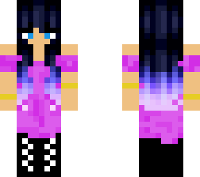 pretty girl in purple dress with black galaxy hair
