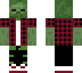 aaron zombie in a plaid shirt read description