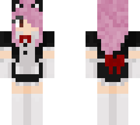 cat gorl maid with pink hair