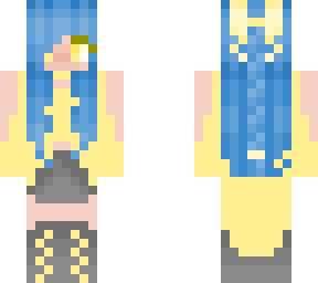 cute girl in yellow outfit with blue hair