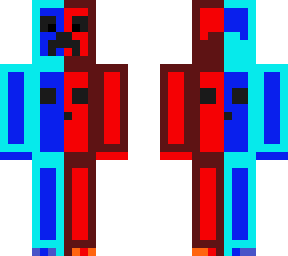 red and blue creeper-slime with hoodie