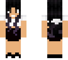 white top with black skirt
