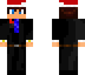 christmas fancy suit guy (blue tie, red ascot) santa hat