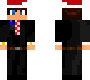 christmas fancy suit guy (candy cane tie, blue ascot) santa hat