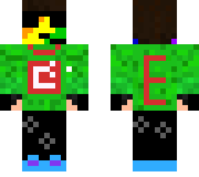 coulorful minecraft skin with a c logo