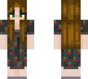 me in a black strawberry dress