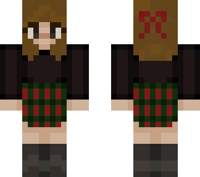 short hair girl - sweater and christmas skirt