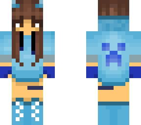 blue girl hoodie with horns