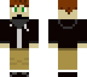 brown hair person in black hoodie and cackie (dark green eyes) (w/ bandana)