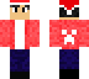 christmas skin with christmas cap and blue denim