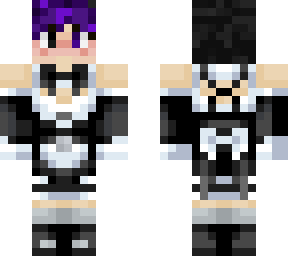 purple and black haired femboy maid
