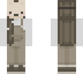 winter overall look with bear mask
