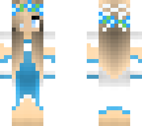 blue and white dress blue flower crown