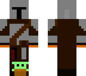cartoony mandalorian and baby yoda