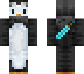 penguin with diamond sword on its back (credits: asnakeinasweater)