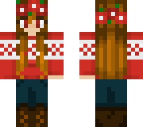 red christmas sweater girl with flower crown