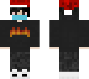 boy with a santa hat with a covid-19 mask on