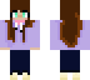 brown haired girl with purple hoodie