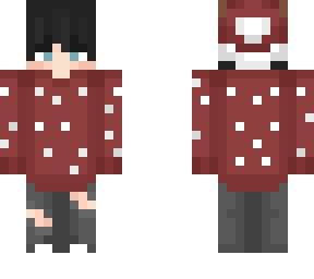 christmas trendy boy skin reindeer (black hair) (red sweater) (snow)