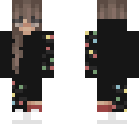 christmas trendy girl skin (brown hair) (covered in lights) (black hoodie)